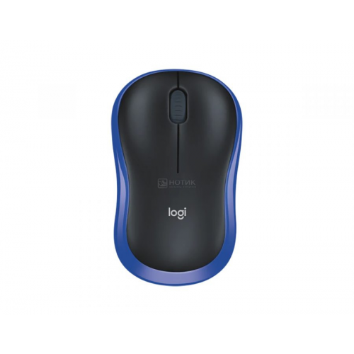 Мышь беспроводная Logitech M185, 1000dpi, Wireless/USB, Черный/Синий 910-002239
