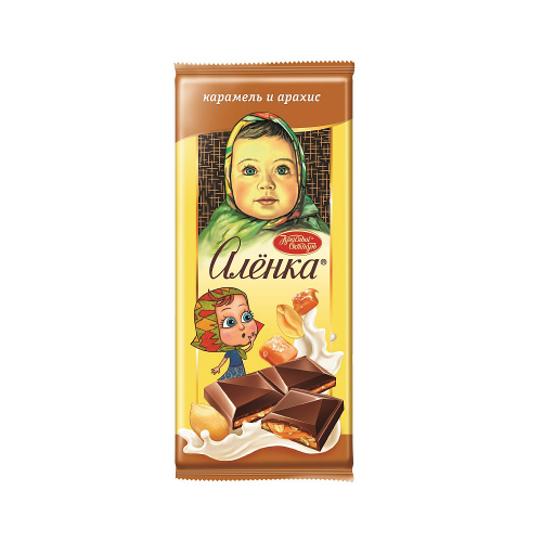 Шоколад Аленка с начинкой соленая карамель и арахис, Красный Октябрь, 90 гр