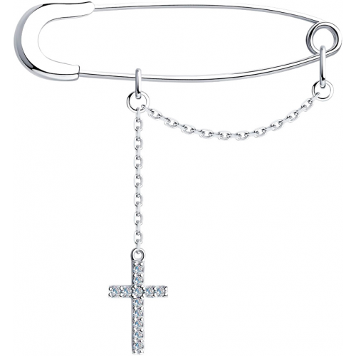 Броши Yana Jewellery 117/08W-fianit-cross-chain