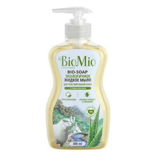 Мыло жидкое экологичное для чувствительной кожи Biomio Bio Soap с Гелем Алоэ Вера 300 мл