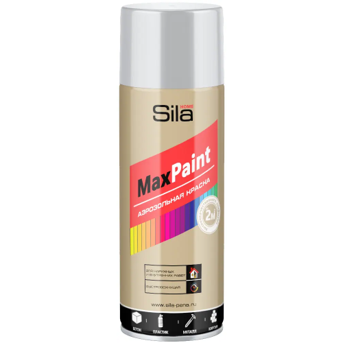 Аэрозольная краска для наружных и внутренних работ Sila Home Max Paint 520 мл серебряная