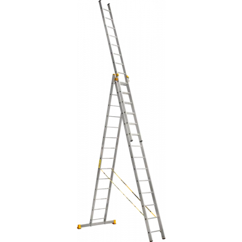 Лестница алюминиевая трехсекционная профессиональная Алюмет P3 10.25 м /3 * 14 ст
