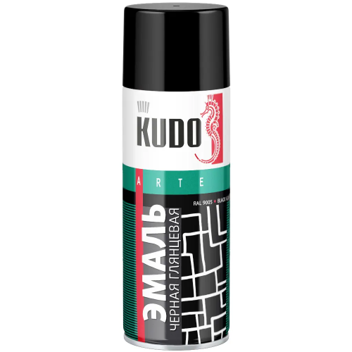 Эмаль алкидная универсальная Kudo Arte Gloss Finish 3P Technology 520 мл черная RAL 9005 глянцевая