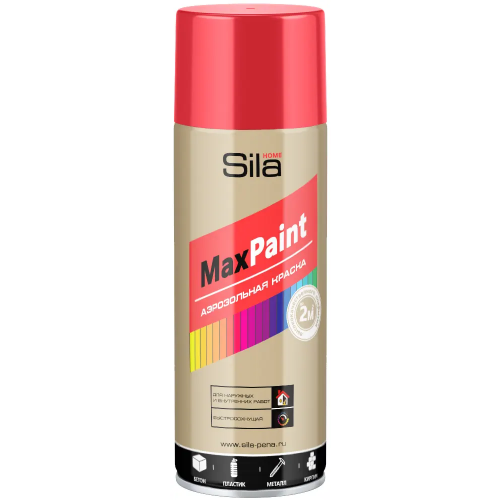 Аэрозольная краска для наружных и внутренних работ Sila Home Max Paint 520 мл красная RAL3020