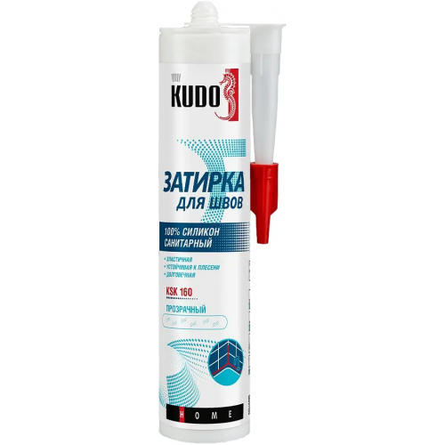 Герметик затирка для швов силиконовый санитарный Kudo Home 280 мл бесцветная