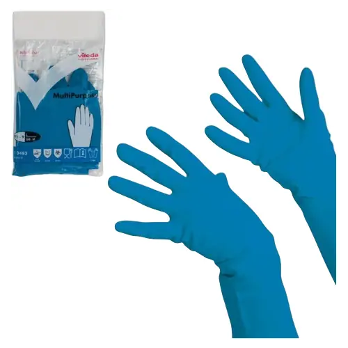 Перчатки резиновые латексные хлопковое напыление Vileda Professional Multi Purpose L синие
