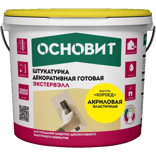 Штукатурка декоративная акриловая готовая Основит Экстервэлл 25 кг 3 мм короед