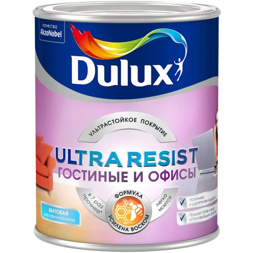 Краска для стен и потолков Dulux Ultra Resist Гостиные и Офисы 1 л белая база BW матовая блеск 5