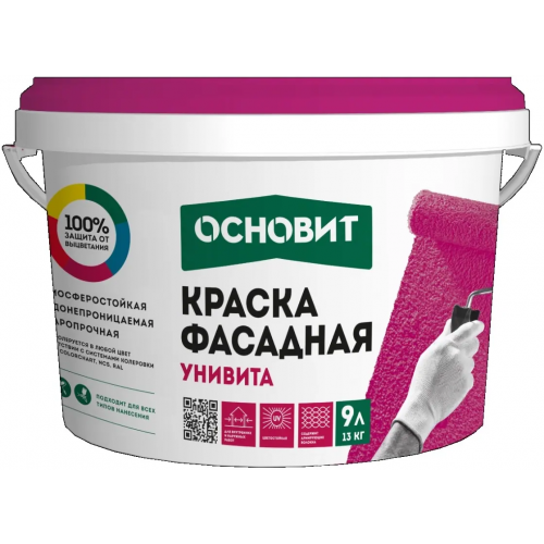 Краска фасадная силикатная Основит Унивита СSt92 13 кг бесцветная база C
