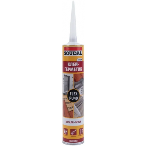 Полиуретановый клей герметик Soudal Flex PU 40 / Soudaflex 40 FC 300 мл белый