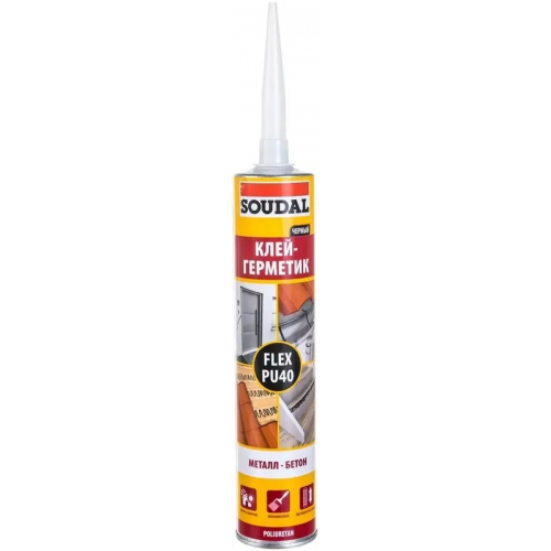 Полиуретановый клей герметик Soudal Flex PU 40 / Soudaflex 40 FC 300 мл черный