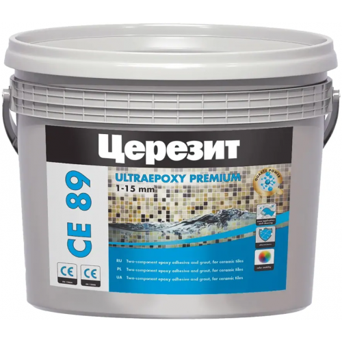 Эпоксидная затирка для швов двухкомпонентная Ceresit CE 89 Ultraepoxy Premium 2.5 кг №801 белая