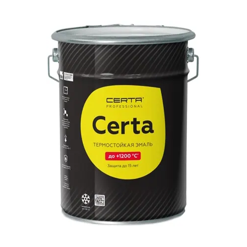 Эмаль термостойкая Certa Professional HS до 1200°C 4 кг черная RAL 9004 матовая до 1200°C