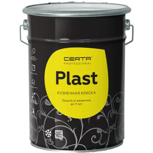 Эмаль по металлу Certa Professional Plast 4 кг черная матовая до 150°C