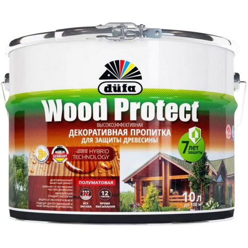 Высокоэффективная декоративная пропитка Dufa Wood Protect 10 л махагон