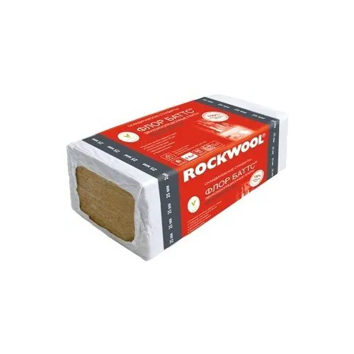 Звукоизоляционная плита из каменной ваты бесшумный пол Rockwool Флор Баттс 0.6*1 м/80 мм