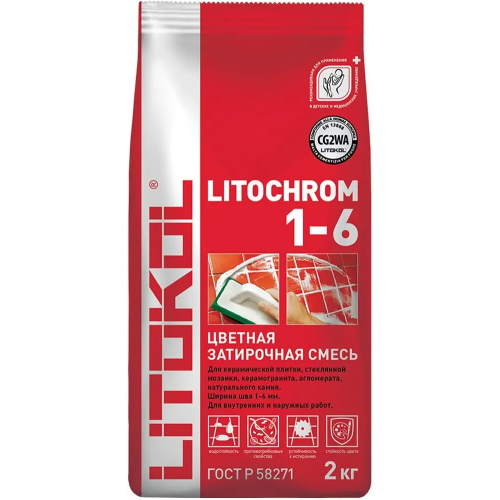 Цветная затирочная смесь на основе цемента Литокол Litochrom 1 6 2 кг C.40 антрацит