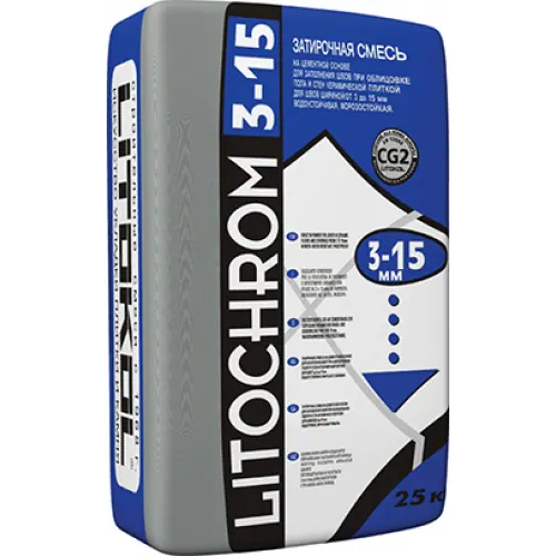 Затирочная смесь на цементной основе Литокол Litochrom 3 15 25 кг C.30 жемчужно серая