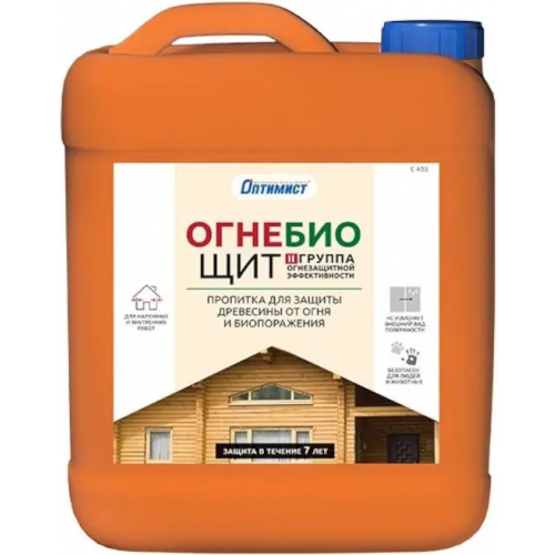 Пропитка для защиты древесины от огня и биопоражения Оптимист C 403 Огнебиощит 5 л изумрудная