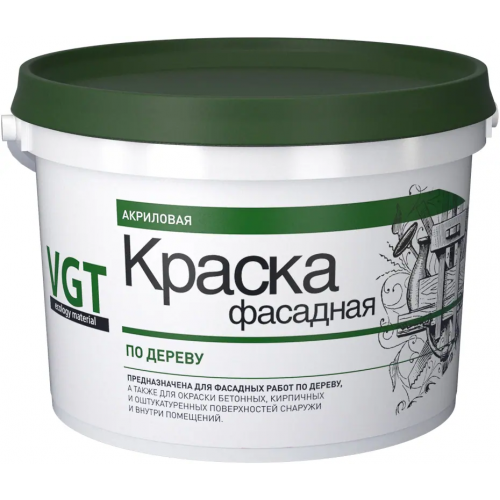 Краска акриловая фасадная по дереву ВГТ ВД АК 1180 3 кг белая