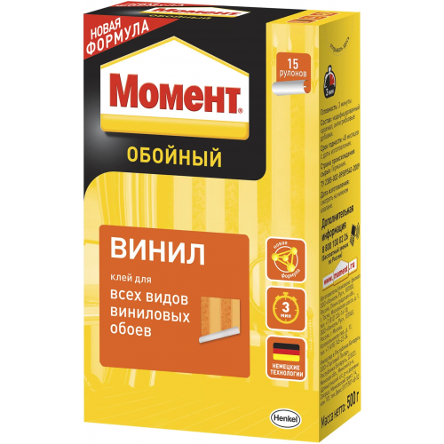 Обойный клей для всех видов виниловых обоев Момент Винил 500 г