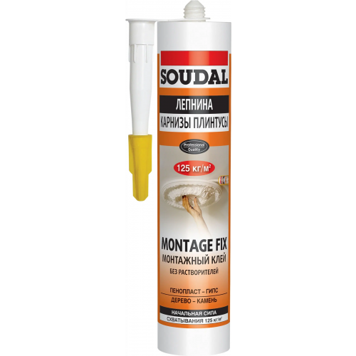 Монтажный клей без растворителей Soudal 50A Лепнина Карнизы Плинтусы Montage Fix 280 мл