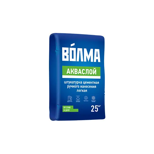 Штукатурка цементная ручного нанесения легкая Волма Акваслой 25 кг