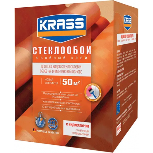 Обойный клей для стеклообоев и обоев на флизелиновой основе Krass Стеклообои 250 г * 2 пакета