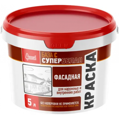 Краска фасадная супербелая Старатели 5 л бесцветная