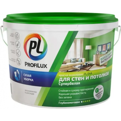 Краска для стен и потолков Профилюкс PL 04A 14 кг супербелая