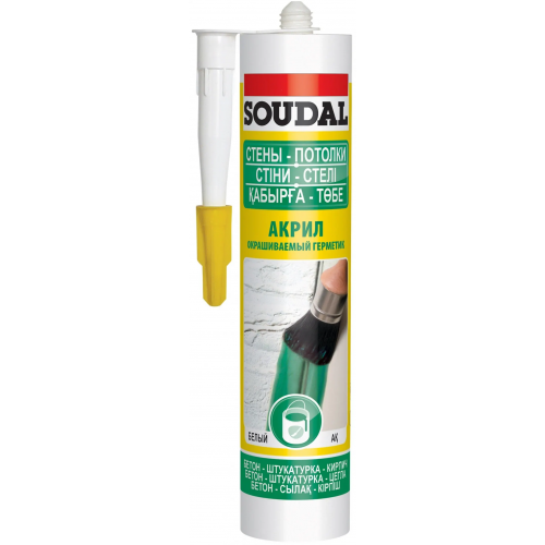 Акрил окрашиваемый герметик Soudal Стены Потолки 280 мл белый