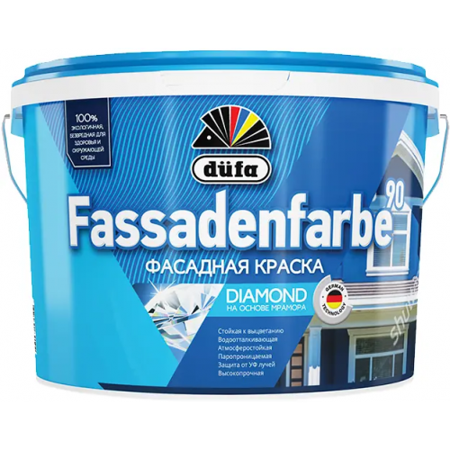 Краска фасадная водно дисперсионная Dufa Fassadenfarbe 90 9 л белая
