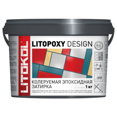 Затирка эпоксидная колеруемая Литокол Litopoxy Design 1 кг компонент А паста + компонент Б отвердитель цветная компонент А, янтарная компонен