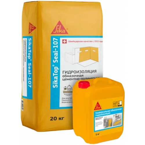 Гидроизоляционный и выравнивающий раствор Sika top Seal 107 25 кг 1 мешок * 20 кг + 1 канистра * 5 кг