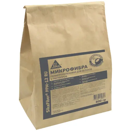 Микрофибра полипропиленовая для бетонов и растворов Sika fiber PPM 12 600 г водорастворимая упаковка
