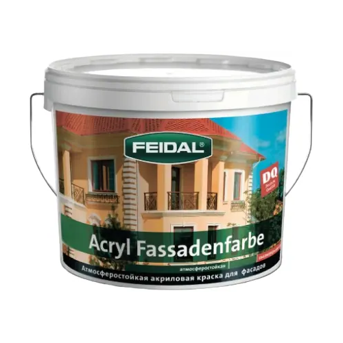 Акриловая краска для фасадных и внутренних работ Feidal Acryl Fassadenfarbe 9.3 л бесцветная база 3