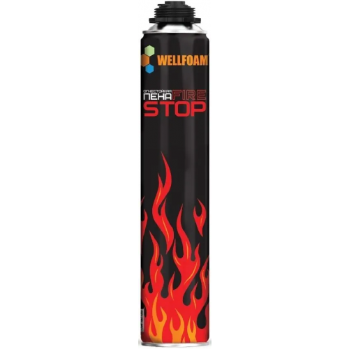 Пена монтажная огнестойкая профессиональная Wellfoam Firestop 1 л