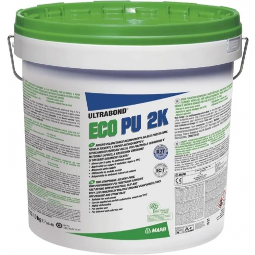 Двухкомпонентный тиксотропный полиуретановый клей Mapei Ultrabond Eco PU 2K 2 комп тиксотропный полиуретановый клей 10 кг 1 ведро * 8.8 кг + 1 ведро * 1.2 кг серый компонент А, темный компонент