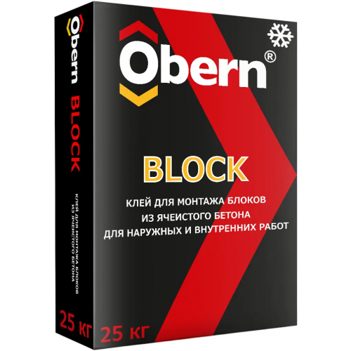 Клей для монтажа блоков из ячеистого бетона Obern Block 25 кг зимний
