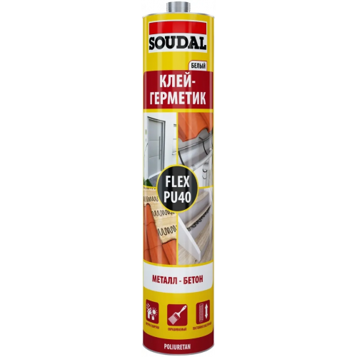 Полиуретановый клей герметик Soudal Flex PU 40 300 мл белый