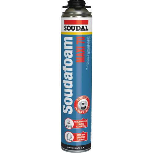 Пистолетная пена премиум класса Soudal Soudafoam Maxi 70 870 мл пистолетная летняя 70 л профессиональная