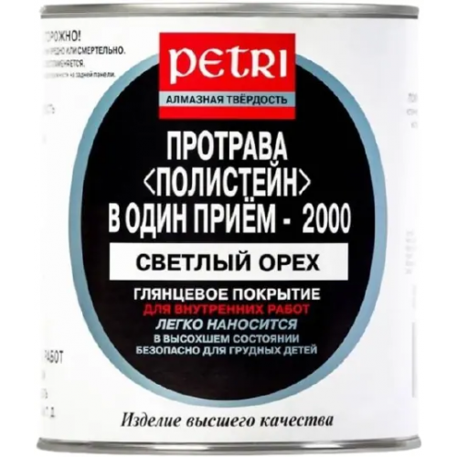 Полиуретановый цветной лак протрава Петри Полистейн в Один Прием 2000 470 мл светлый орех