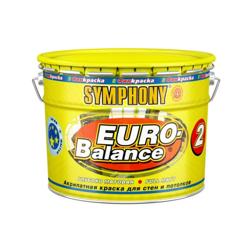 Акрилатная краска для стен и потолков Финкраска Симфония Euro Balance 2 3 л металл ослепительно белая