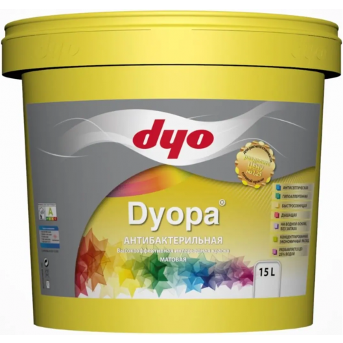 Краска интерьерная антибактериальная DYO Dyopa 15 л прозрачно белая