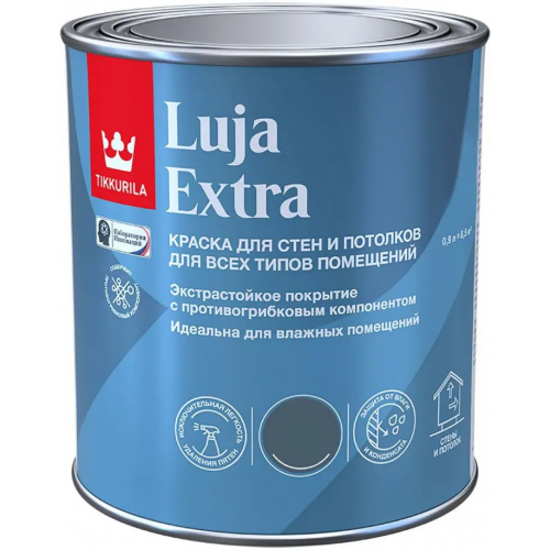 Краска для стен и потолков для всех типов помещений Тиккурила Luja Extra 900 мл белая база A полуматовая