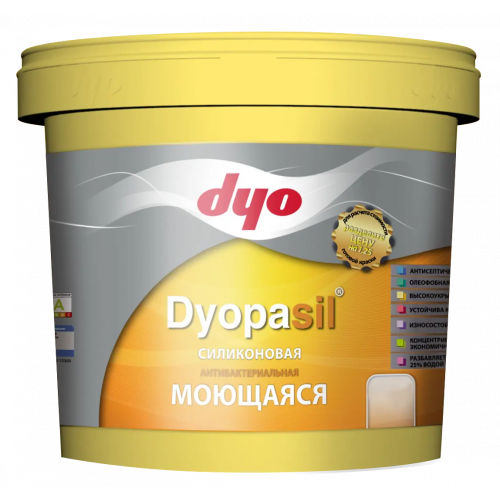 Краска интерьерная силиконовая антибактериальная моющаяся DYO Dyopasil 10 кг белая