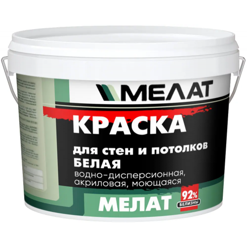 Краска для стен и потолков водно дисперсионная акриловая Мелат 15 кг белая