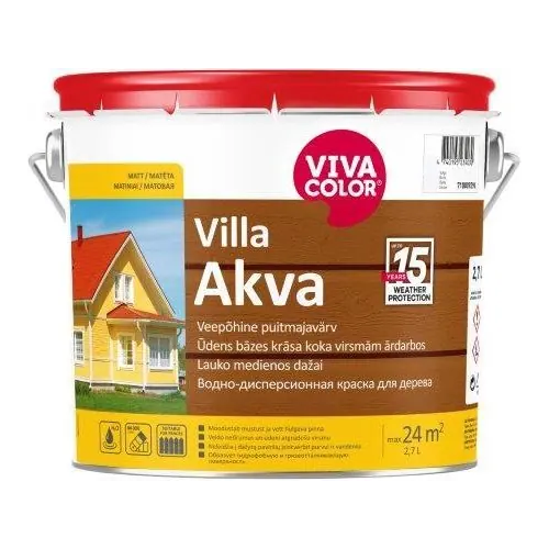 Краска для деревянных фасадов Vivacolor Villa Akva 2.7 л белая