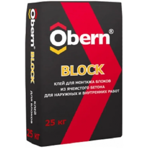 Клей для монтажа блоков из ячеистого бетона Obern Block 25 кг летний