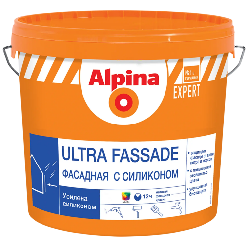 Краска фасадная с силиконом Alpina Expert Ultra Fassade 8.46 л бесцветная